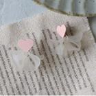 Heart Floral Drop Earring 1 Pair - White - One Size