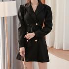 Belted Double-breasted Mini Blazer Dress