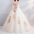 Off-shoulder Embroidered Ball Gown Wedding Dress