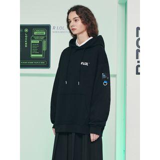 [r:lol] Couple Logo-printed Kangaroo-pocket Hoodie