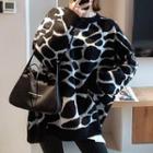 Leopard Print Sweater Leopard Print - Black - One Size