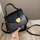 Heart Detail Faux Leather Crossbody Bag