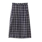 Plaid Buttoned Side Slit A-line Skirt