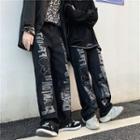 Couple Matching Letter Print Wide-leg Jeans