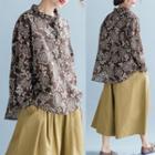 Floral Linen Shirt Coffee - One Size