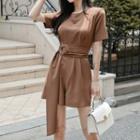 Belted Short-sleeve Playsuit