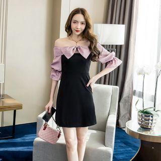 Off-shoulder Bow Accent A-line Dress