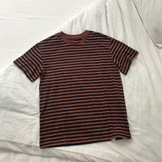 Short Sleeve Striped Tee Stripe - Coffee - One Size