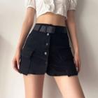 Button-down Cargo Mini Skirt With Belt