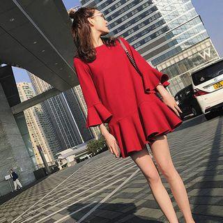 Flare 3/4-sleeve A-line Mini Dress