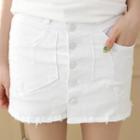 Inset Shorts Button-front Miniskirt