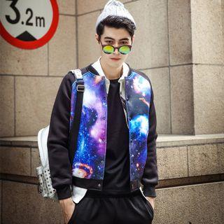Galaxy-print Baseball Jacket