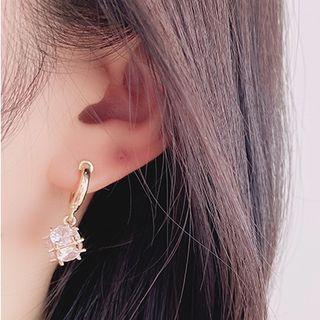 Caged Rhinestone Dangle Earring 1 Pair - Clip On Earring - Gold - One Size