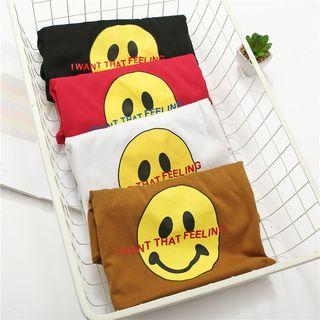 Short-sleeve Smiley Face Print T-shirt