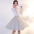 Crochet Elbow Sleeve Top / Tulle Skirt