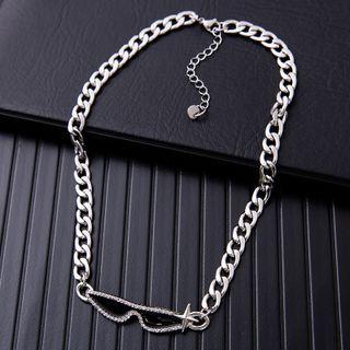 Mustache Pendant Stainless Steel Necklace Silver - One Size