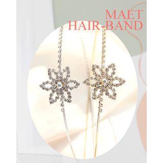 Flower-accent Rhinestone Hair Band