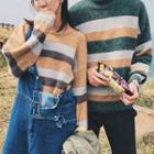 Couple Strip Print Knit Sweater