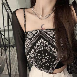 Paisley Print Camisole Top / A-line Skirt / Cardigan