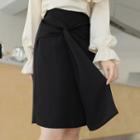 Draped-detail Asymmetric-hem Skirt