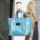 Pvc Striped Shopper Bag As Shown In Figure - One Size