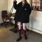 Long-sleeve Plaid Shirt / Double-breasted Coat