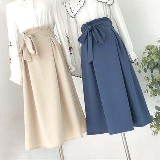 Knot Front A-line Midi Skirt