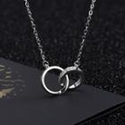 925 Sterling Silver Rhinestone Interlocking Hoop Pendant Necklace Ns374 - 925 Silver - Silver - One Size