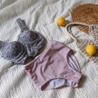 Set: Floral Print Color-block Bikini Set