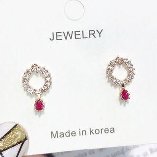 Rhinestone Mini Hoop Dangle Earring 1 Pair - As Shown In Figure - One Size