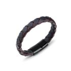 Simple Personality Black Brown Braided Leather Bracelet Black - One Size
