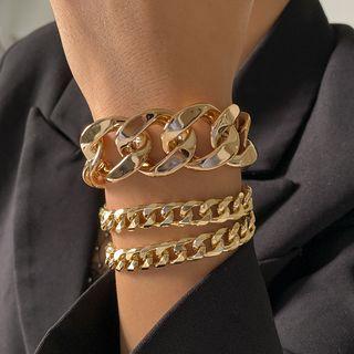 Set Of 3: Chunky Chain Alloy Bracelet (various Designs)