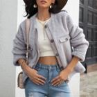 Long Sleeve Furry Loose-fit Cardigan