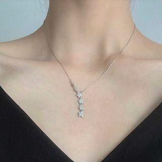 Rhinestone Star Necklace 1 Piece - Necklace - One Size