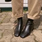 Square-toe Seam-trim Short Boots