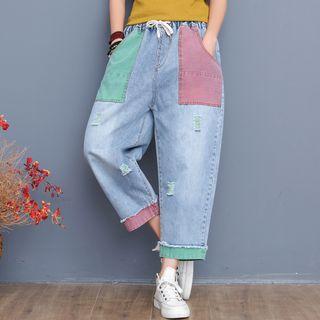 Colored Panel Harem Jeans