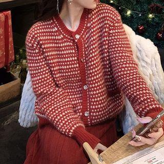 Crew Neck Striped Cropped Cardigan