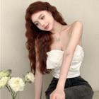 Embroider Bow Cropped Tube Top