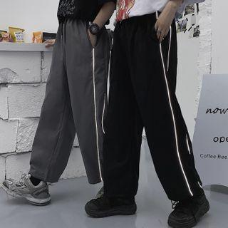 Couple Matching Contrast Lining Wide-leg Sweatpants