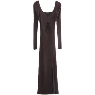 Plain Knit Cutout Midi Dress