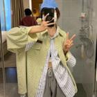 Two-tone Shirt Window Pane - Light Green - One Size