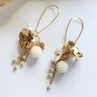 Alloy Petal Faux Pearl Dangle Earring 1 Pair - Earrings - One Size