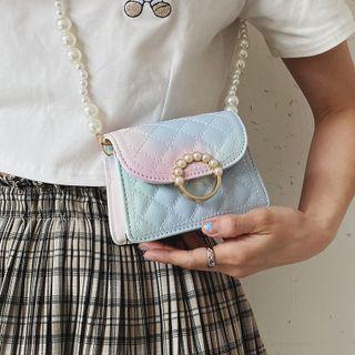 Faux Pearl Gradient Quilted Crossbody Bag