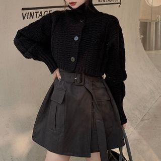 Mock-turtleneck Cardigan / Sleeveless Blazer Dress