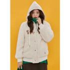Mock-hoodie Layered Sherpa-fleece Jacket