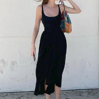 Spaghetti Strap Scoop Neck Plain Midi Dress