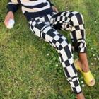 High Waist Check Print Pants