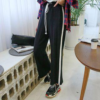 Drawcord Contrast-trim Wide-leg Sweatpants