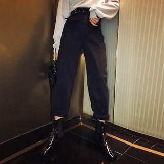 Belt-waist Straight-fit Jeans