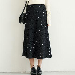 High-waist Dotted Midi Skirt
